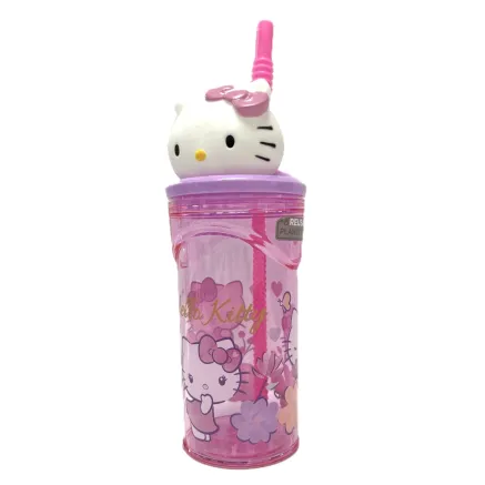 Vaso Infantil con Pajita 360ml Tapón 3D Hello Kitty