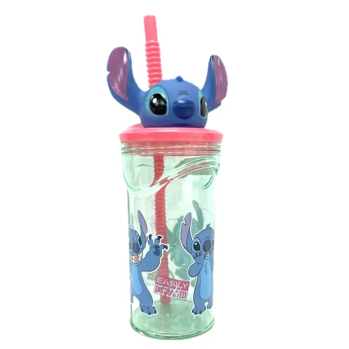 Vaso Infantil 3D con Pajita 360ml Stitch Disney