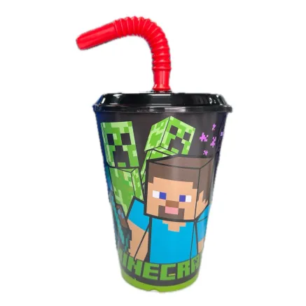 Vaso Infantil con Pajita 360ml Minecraft