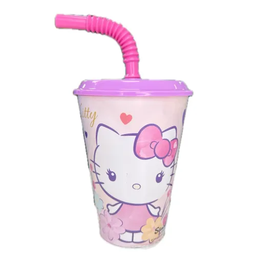 Vaso Infantil con Pajita 430ml Hello Kitty