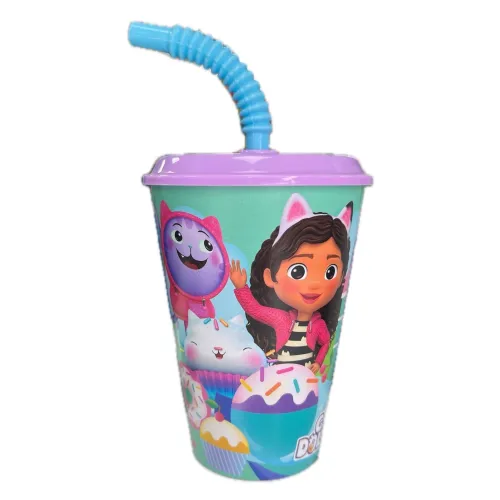 Vaso Infantil con Pajita 360ml Gabby's DollHouse