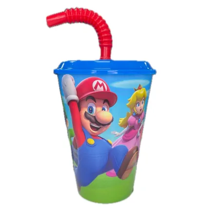 Vaso Infantil con Pajita 360ml Super Mario
