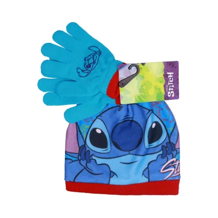 Conjunto Infantil Gorro y Guantes Azul Stitch Disney