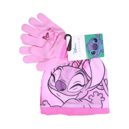 Conjunto Infantil Gorro y Guantes Rosa Stitch Disney