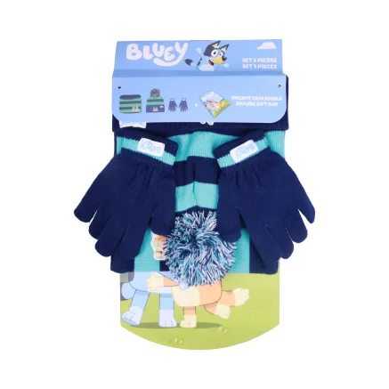 Conjunto Infantil Gorro, Guantes y Bufanda Azul Bluey