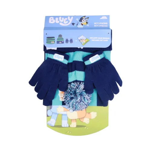 Conjunto Infantil Gorro, Guantes y Bufanda Azul Bluey