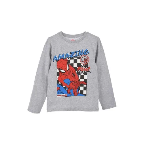 Camiseta Manga Larga Infantil Gris Spiderman