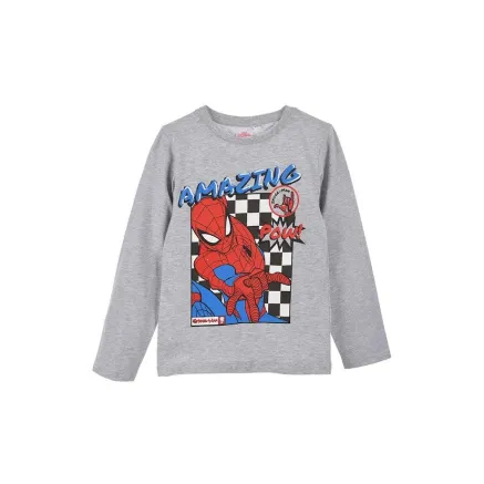 Camiseta Manga Larga Infantil Gris Spiderman