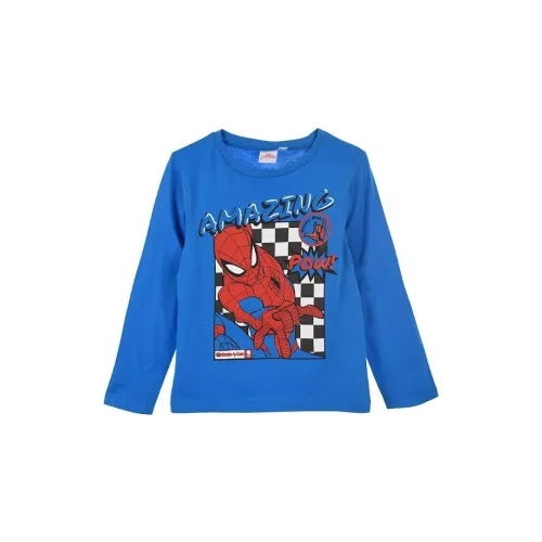 Camiseta Manga Larga Infantil Azul Spiderman