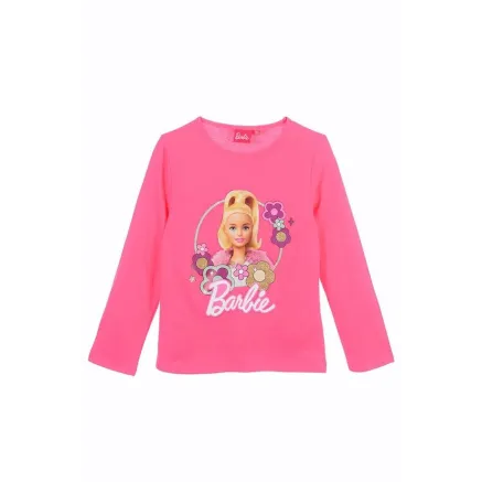Camiseta Manga Larga Infantil Rosa Barbie