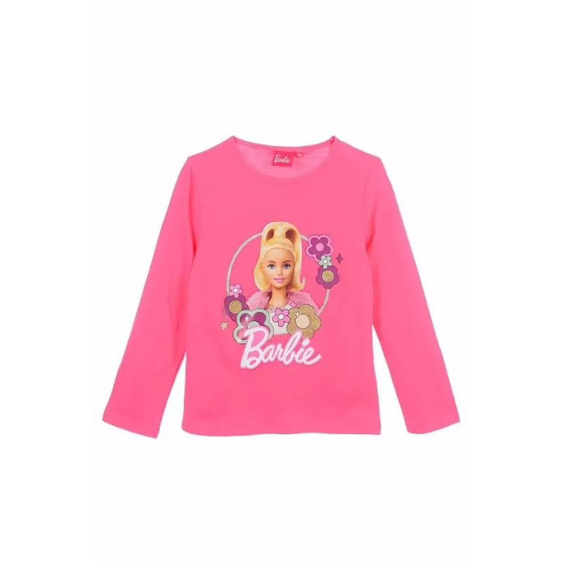 Camiseta Manga Larga Infantil Rosa Barbie
