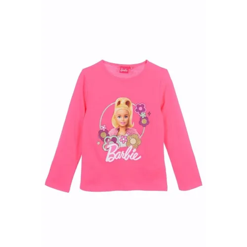 Camiseta Manga Larga Infantil Rosa Barbie