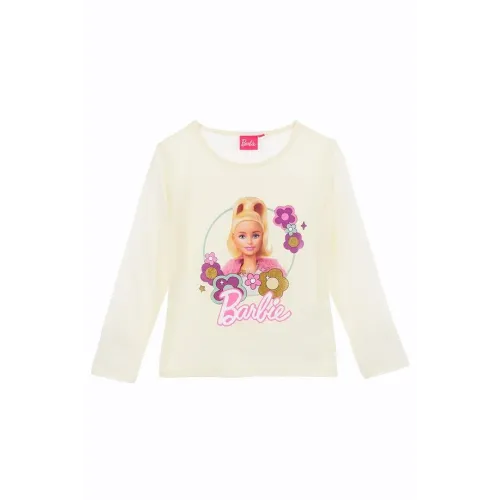 Camiseta Manga Larga Infantil Blanca Barbie