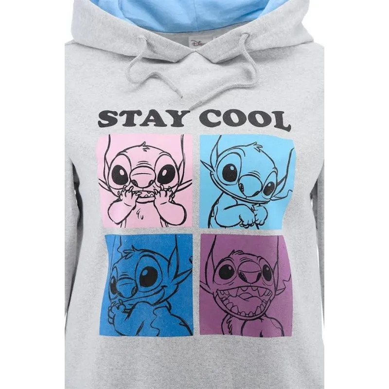 Sudadera Capucha Adulto Gris "Stay Cool" Disney Stitch