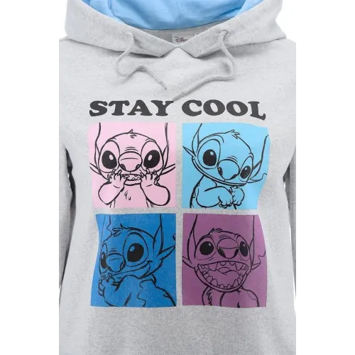 Sudadera Capucha Adulto Gris "Stay Cool" Disney Stitch