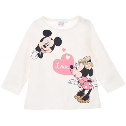 Camiseta Bebe Blanca "Love" Mickey & Minnie Disney