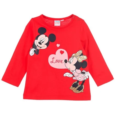 Camiseta Bebe Roja "Love" Mickey & Minnie Disney