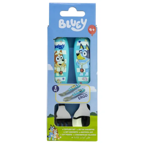 Set de Cubiertos Infantil Azul con Personajes Bluey