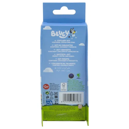 Set de Cubiertos Infantil Azul con Personajes Bluey