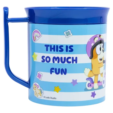 Taza Infantil Azul con Rayas y Personaje Bluey 2