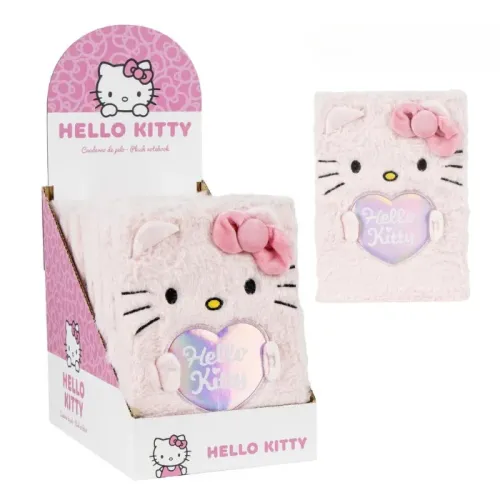 Cuaderno de Peluche Rosa Hello Kitty