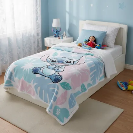 Manta Sherpa Stitch Disney 130x 170 cm