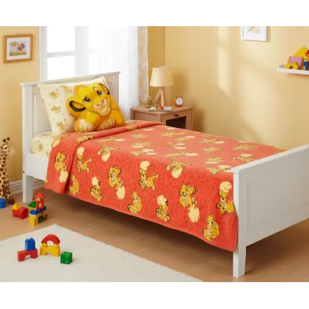 Manta Coralina Rey León 100 x 140 cm + Cojín Simba 30 x 29 cm